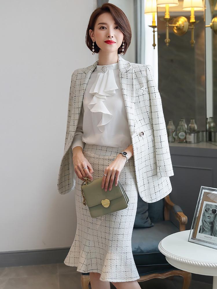 Women Suits With Skirts 2 Piece Set Formal Skirt Suit Office Lady Uniform Designs Fashion Business Jacket And Work Dresses, White blazer
Women Suits With Skirts 2 Piece Set Formal Skirt Suit Office Lady Uniform Designs Fashion Business Jacket And Work Dresses, White blazer