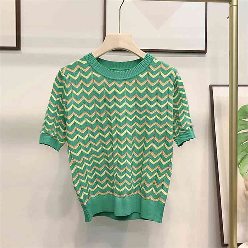 Casual Hollow Out Stripe Knitted Short Sleeve Top Summer Thin T-Shirt Fashion Plus Size 4XL O-Neck Tees Female 210708, White
Casual Hollow Out Stripe Knitted Short Sleeve Top Summer Thin T-Shirt Fashion Plus Size 4XL O-Neck Tees Female 210708, White