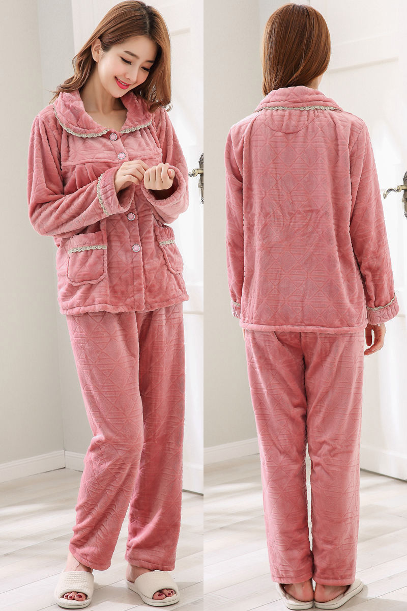 Vêtements de nuit pour femmes FDFKLAK Flannel épaississement pyjama pour femmes chaude corail de vêtement de nuit set de vêtements de nuit moyenn