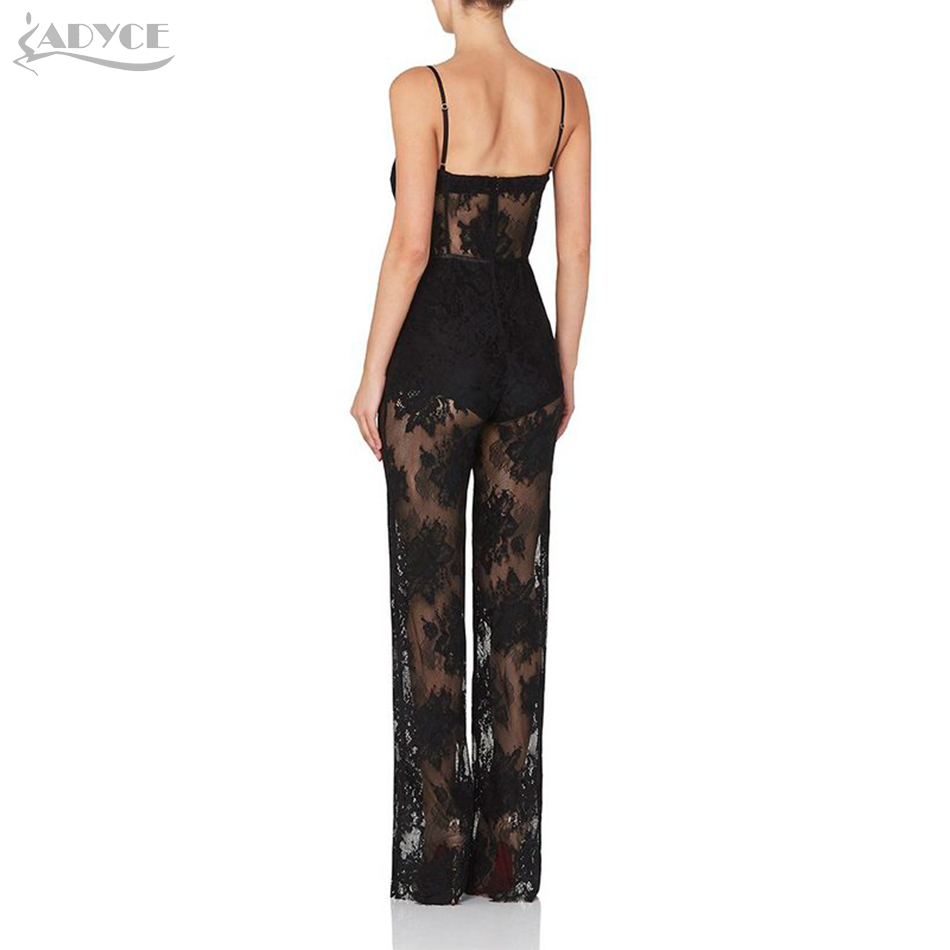 Summer Women Runway Bandage Jumpsuit Rompers Elegant Lace Spaghetti Strap Sexy Bodysuit Vestido Clubwear 210423