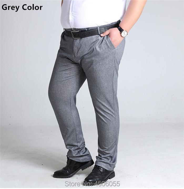 Plus Size Mens Trousers Casual Pants Grey Black Dark Blue Elastic Straight Business Men Big 44 46 48 50 52 140KG Trouser Pant Men's