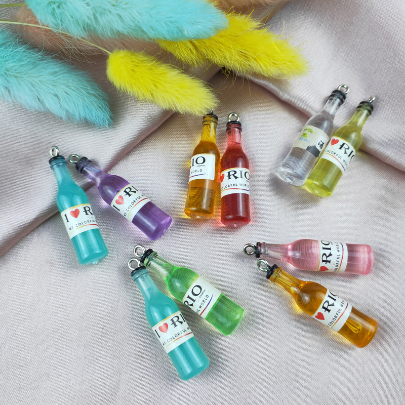 20pcs Classics Simulation Plastic Wine Bottle Charms Pendant Cocktail Bottle Charms DIY Earring Keychain Jewelry Making Accessory