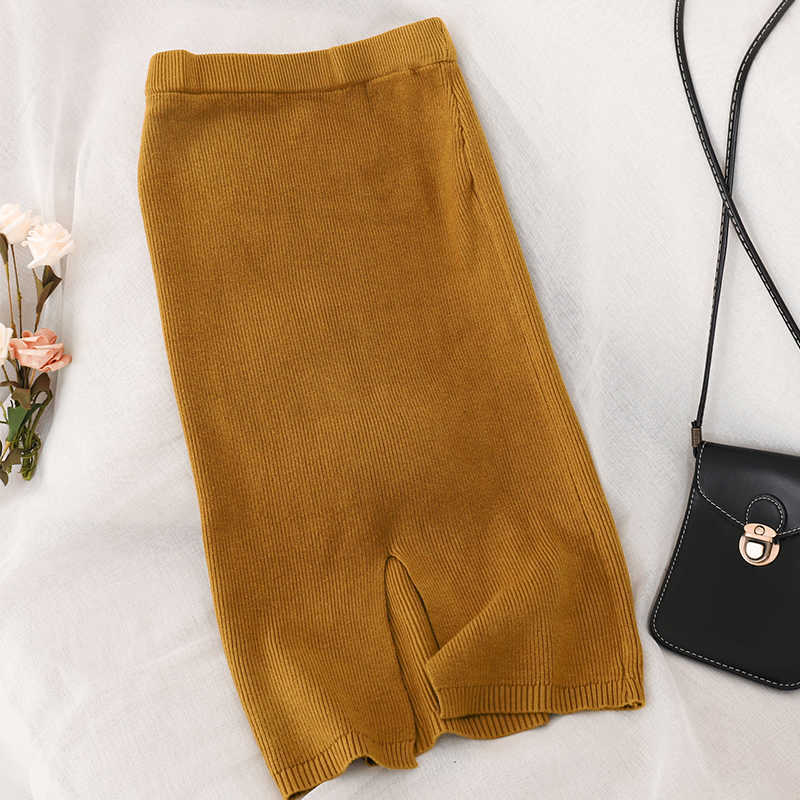 Ly Varey Lin Women Knitted Suits Autumn Winter Batwing Sleeve 2 Pieces Set Office Lady Elegant Jumper + Pencil Skirt Suit 210526