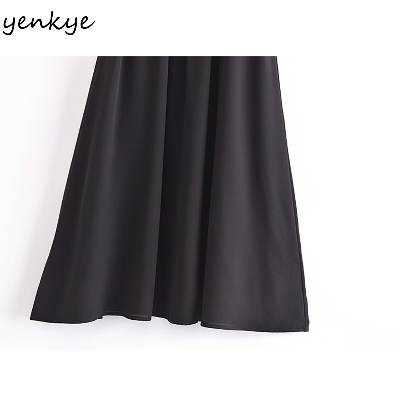 YENKYE Sexy Spaghetti Strap Black Party Dress Women Summer Chiffon Dress Female Night Out Vestido 210515