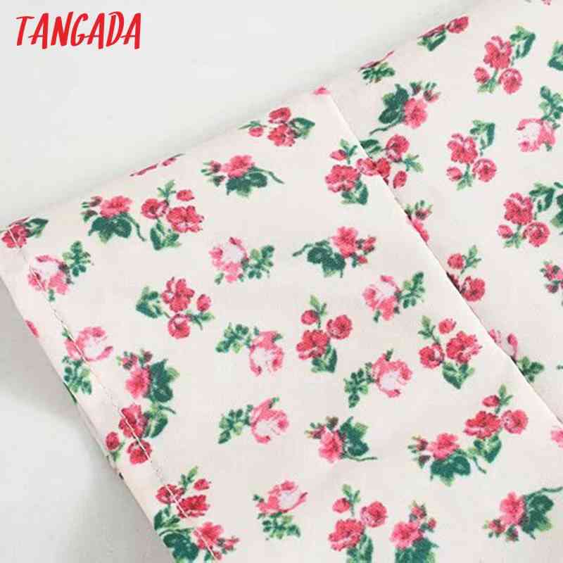 Summer Women Flowers Print French Style Short Sleeve Ladies Mini Dress Vestidos 3D06 210416