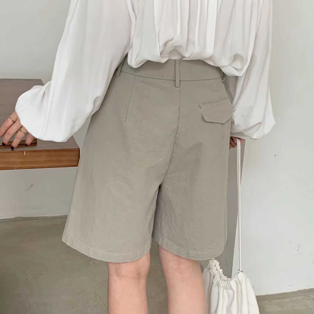 Toppies White Linen Shorts Wide Leg Summer Woman High Waist Streetwear 210714