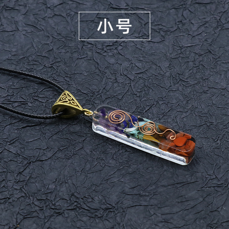 Retro Reiki Healing Chips Stone Natural Crystal semi-precious stone lithotripsy Meditation Seven chakra pendant Pendulum necklace for women men jewelr