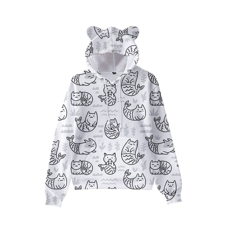 Cat fish print cute boy girl clothes hooded 3D printing hooded sweater top autumn early winter ears hooded pullover, Black
Cat fish print cute boy girl clothes hooded 3D printing hooded sweater top autumn early winter ears hooded pullover, Black