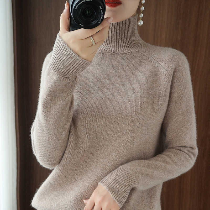 Winter Solid Color Cashmere Women's Sweaters Turtleneck Pullover Knitted Sweater Women Bottoming Net Red All-Match Sweates 211011Z