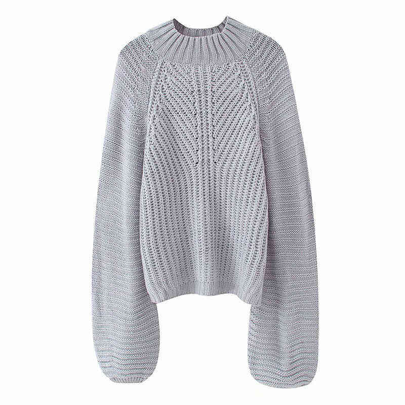 Evfer Women Fashion Autumn Za Half High Collar Gray Long Sweaters Chic Lady Casual Long Lantern Sleeve Loose Knitted Pullover Y1110
Evfer Women Fashion Autumn Za Half High Collar Gray Long Sweaters Chic Lady Casual Long Lantern Sleeve Loose Knitted Pullover Y1110