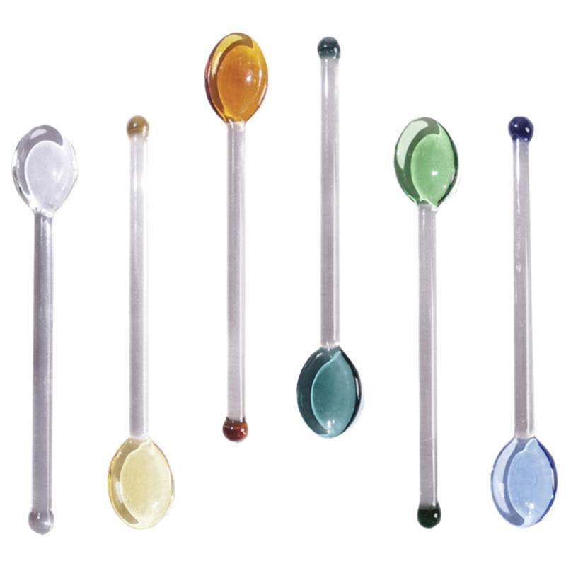 6Pcs Heat Resistant Glass Spoons Clear Coffee Spoon Long Handle Dessert