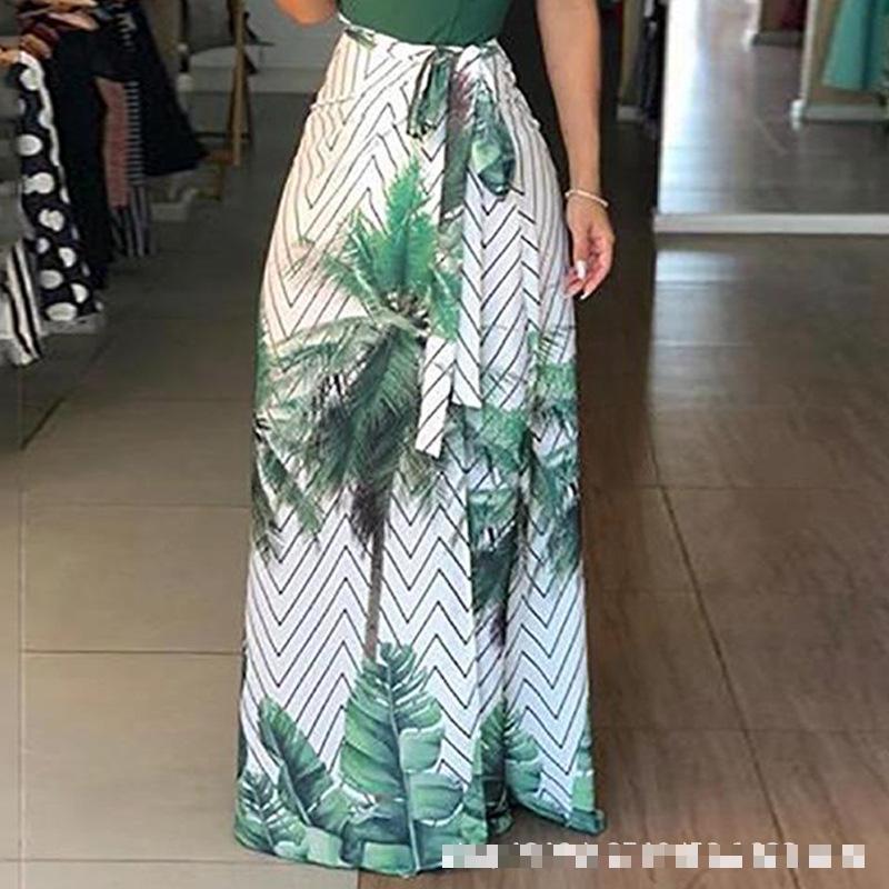 Women Dress Patchwork Printed Bohemia es Sexy Long Floral Maxi Deep V Neck Spaghetti Strap Summer es 210513