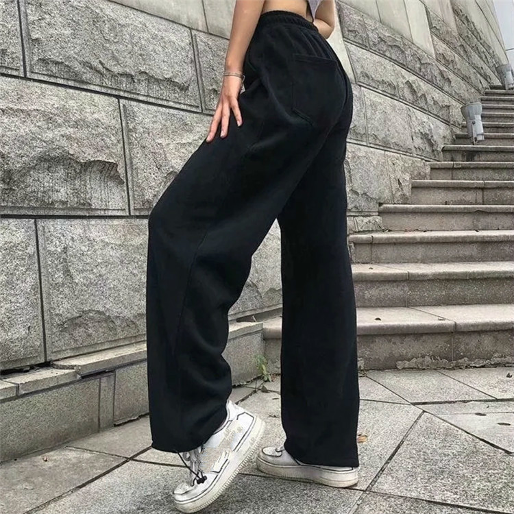 Nomikuma Causal Winter Fleece Sweatpants New Lace Up Stretch High Waist Long Trousers Women Autumn Drawstring Pants 6D568 210427
