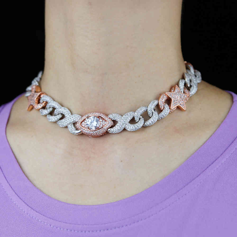 Heavy wide band infinity charm cuban chain with two tone plated star eye shape pendant Necklace For Women Men hip hop jewelry X0509
Heavy wide band infinity charm cuban chain with two tone plated star eye shape pendant Necklace For Women Men hip hop jewelry X0509