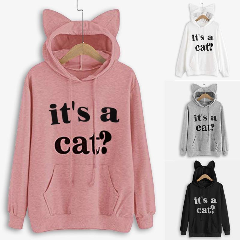 Women's Hoodies & Sweatshirts Letter Print Loose Blouse Sweatshirt Long Sleeve Pockets Slogan Cute Cat Ear Pullover Hoodie, Black
Women's Hoodies & Sweatshirts Letter Print Loose Blouse Sweatshirt Long Sleeve Pockets Slogan Cute Cat Ear Pullover Hoodie, Black