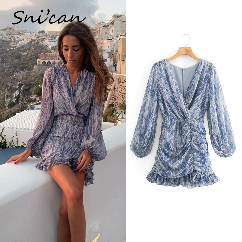 snakeskin print ruffle dress lantern sleeve v neck sexy dresses spring autumn sukienka letnia za 2021 women vestido de mujer, Blue
snakeskin print ruffle dress lantern sleeve v neck sexy dresses spring autumn sukienka letnia za 2021 women vestido de mujer, Blue