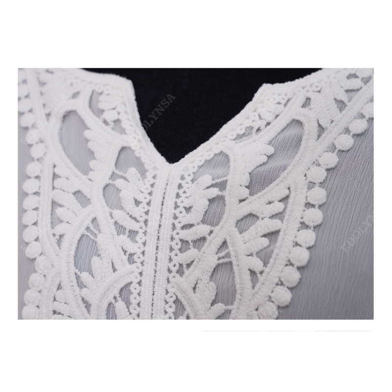 Bikini Cover-ups Casual Embroidered V-neck Three Quarter Sleeve Summer Beach Dress White Cotton Tunic Swimwear Cover Up Q818 210420