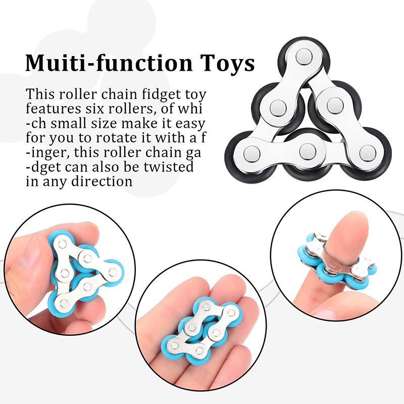 Fidget Toys 6 Knots Bicycle Roller Bike Chain Stainless Steel Metal Ring Anti Stress Relief Sensory Birthday Easter Gift for Adults Kids Children Boys