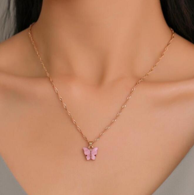 Colorful Butterfly Pendant Necklace Gold Chains for Women Simple Temperament Resin Stone Druzy Necklaces Jewelry Gifts Wholesale
Colorful Butterfly Pendant Necklace Gold Chains for Women Simple Temperament Resin Stone Druzy Necklaces Jewelry Gifts Wholesale