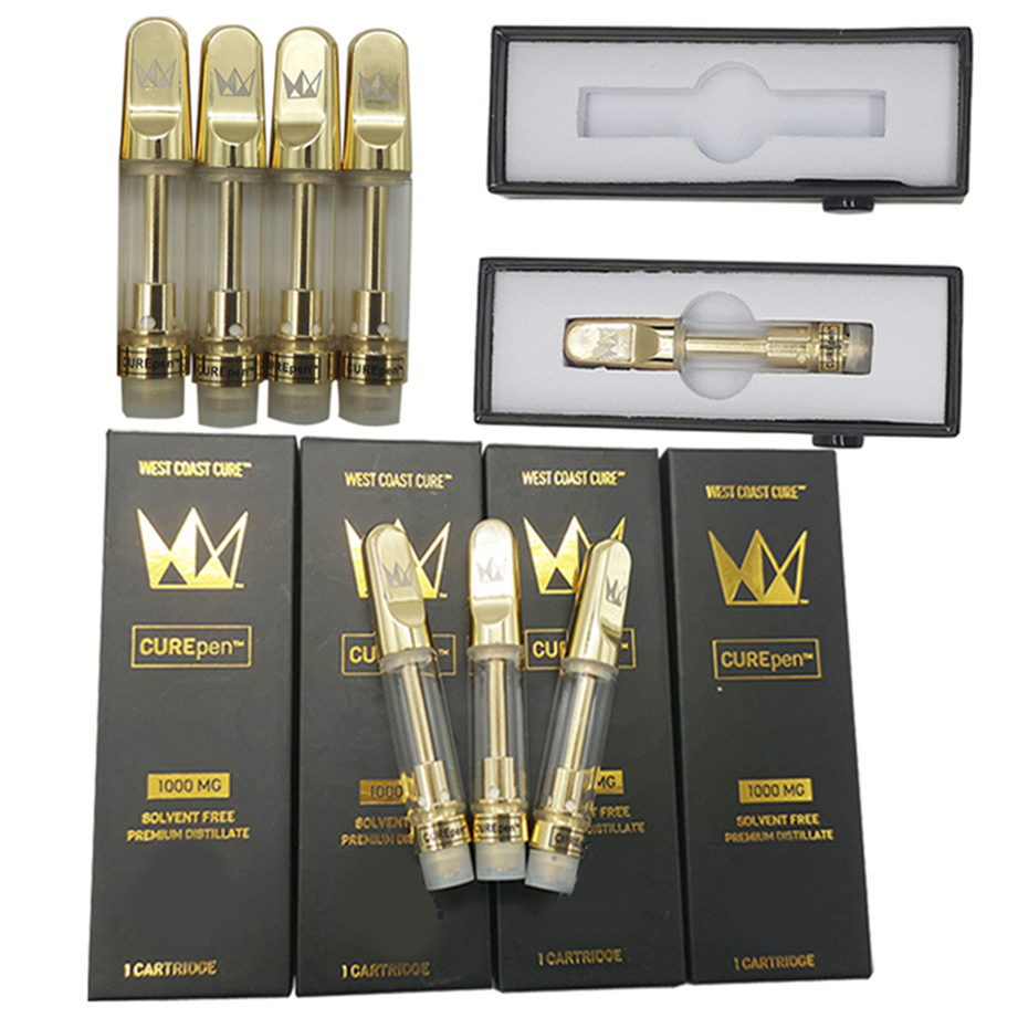 West Coast Cure Pen Vape Cartridge Packaging Gold Atomizer Empty Vapes Pens 510 Ceramic Cartridges E Cigarettes Carts 0.8ML 1.0ML Glass Thic
West Coast Cure Pen Vape Cartridge Packaging Gold Atomizer Empty Vapes Pens 510 Ceramic Cartridges E Cigarettes Carts 0.8ML 1.0ML Glass Thic