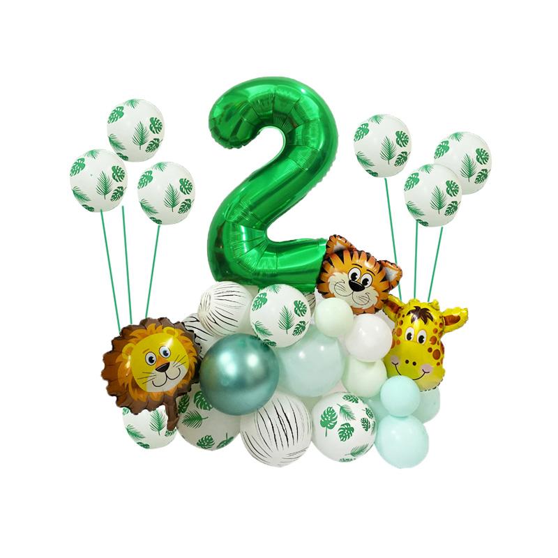 Party Decoration Happy 1 2 3 4 5 Years Birthday Safari Animal Balloons Set Baby Shower It039s A Boy Forest Jungle Green Foil Nu2696315590