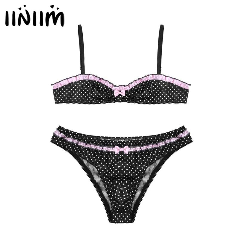 Mens Male Sissy Lingerie Sets Polka Dot Exotic Apparel Sleepwear Ruffles Bra Top With Jockstraps Pouch Briefs Underwear Bras, Black
Mens Male Sissy Lingerie Sets Polka Dot Exotic Apparel Sleepwear Ruffles Bra Top With Jockstraps Pouch Briefs Underwear Bras, Black