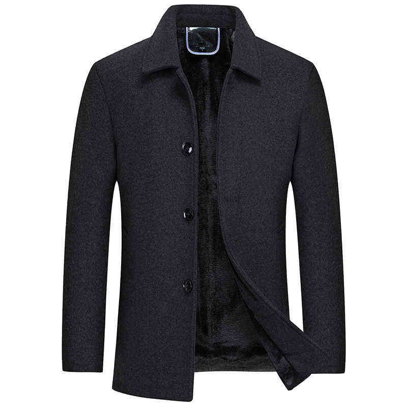 Winter 30% Wool Woolen Coat Men Winter Windbreaker Long Thick Wool Jackets abrigo hombre Man Stand Collar Single Breasted Coats 211122