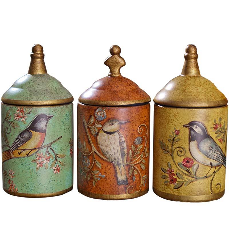 Vintage Ceramic Kitchen Canister Jars Storage Bottles Retro Tea Candy Tin Sugar Pot Organizer Painted Cans Cooking 210330 - view 3