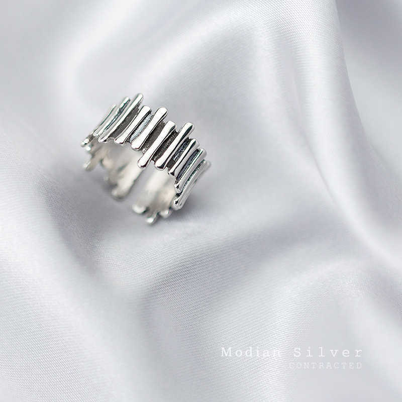 Classic 925 Strling Sliver Retro Irregular Stick Shape Ring for Women Free Size Hip Hop Style Fine Jewelry Bijoux 210707