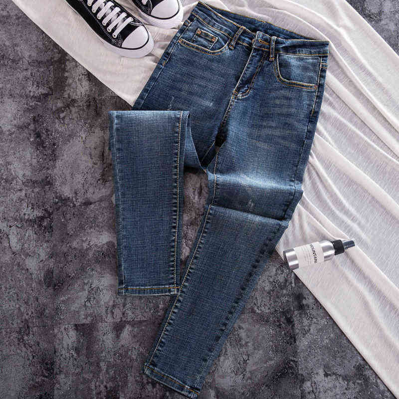 Slim Blue Skinny Jeans for Women High Waist Woman Denim Pencil Pants Stretch Ladies Plus Size 211129