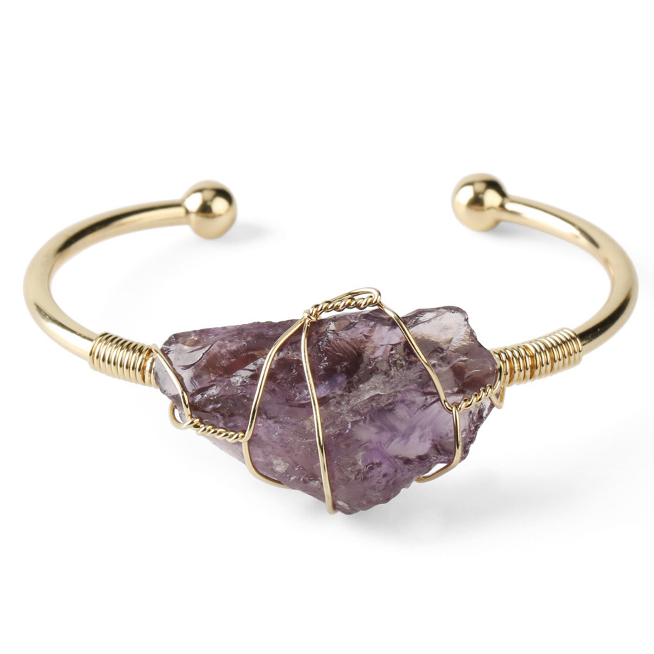 Natural Stone Bangles Cuff Copper Bracelets for Women Gold-Color Wire Wrap Irregular Crystal Quartz Girls Kids Jewelry
Natural Stone Bangles Cuff Copper Bracelets for Women Gold-Color Wire Wrap Irregular Crystal Quartz Girls Kids Jewelry