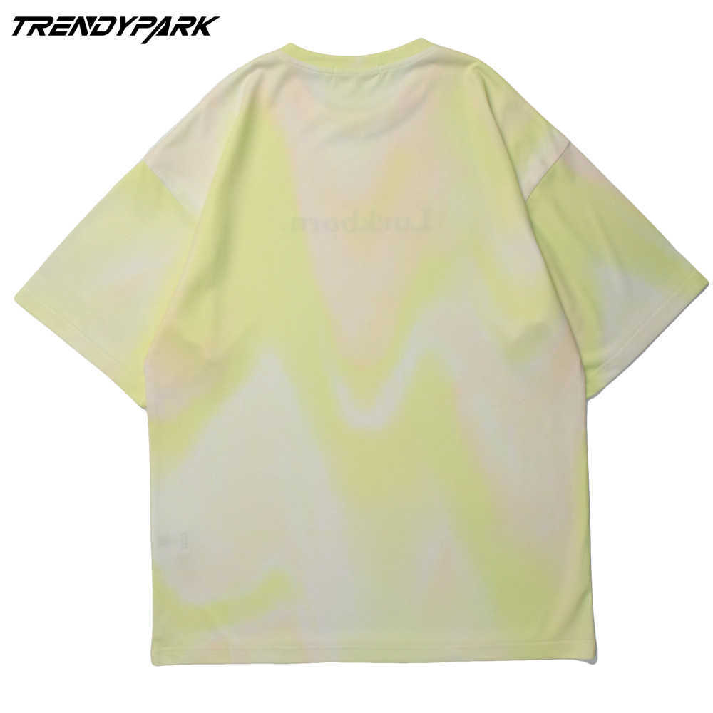 Men's T-shirt Tie-dye Gradient Print Short Sleeve Tee Hip Hop Oversized Cotton Casual Harajuku Streetwear Top Tshirts Clothing 210601