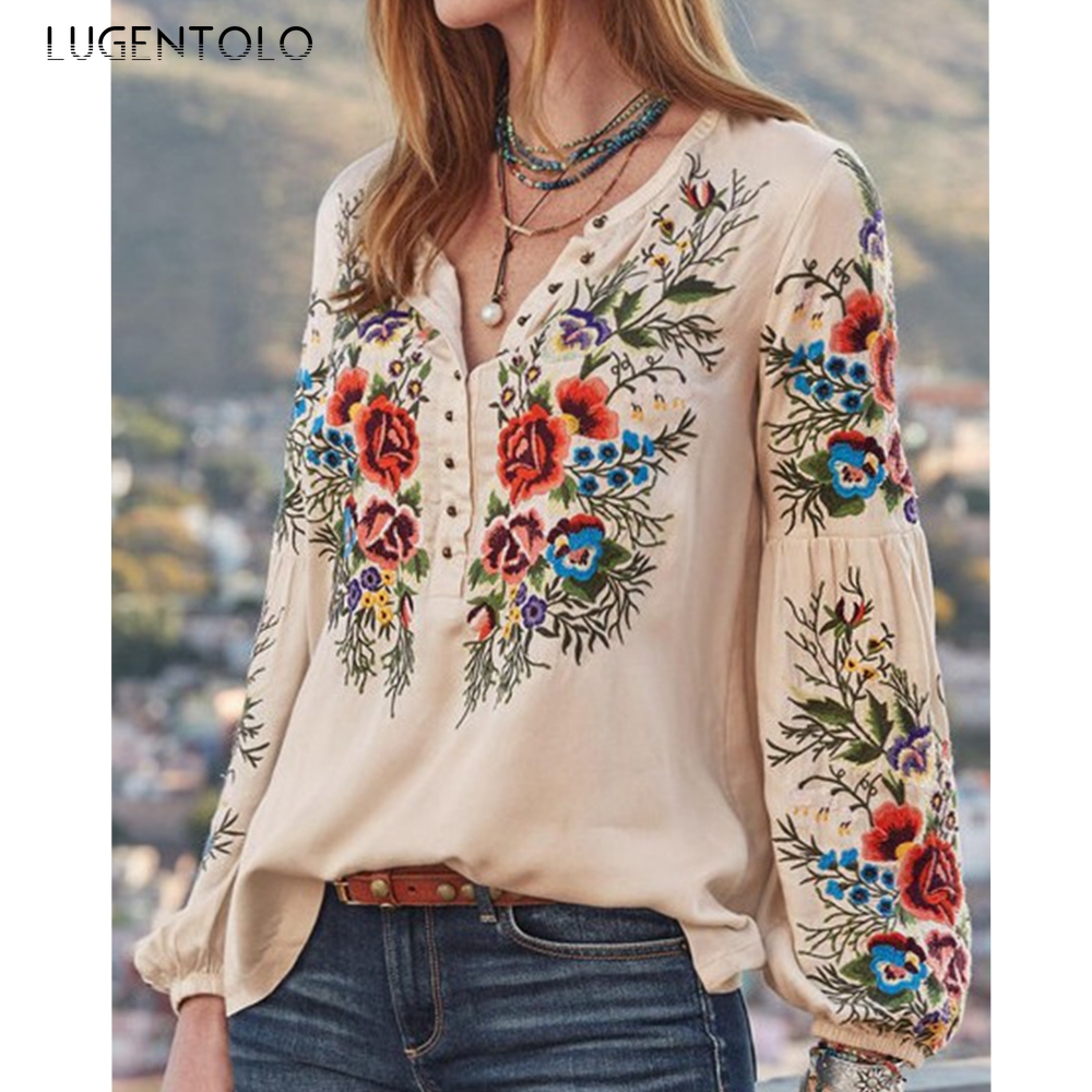 Lugentolo Womens Tops and Blouses Plus Size Long Lantern Sleeve Print V-neck Spring Summer Casual Fashion Loose Womens Blouses, Apricot
Lugentolo Womens Tops and Blouses Plus Size Long Lantern Sleeve Print V-neck Spring Summer Casual Fashion Loose Womens Blouses, Apricot