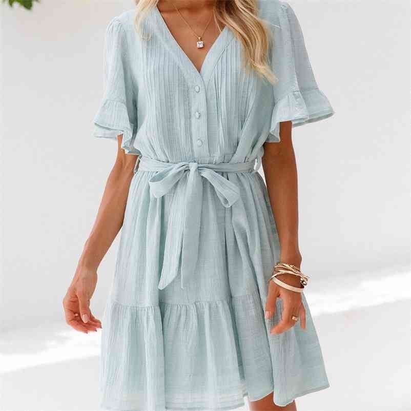 Fashion women Summer dress Slim with belt V-neck short sleeve tie pleated party date ruffled A-line 210524, Light green
Fashion women Summer dress Slim with belt V-neck short sleeve tie pleated party date ruffled A-line 210524, Light green