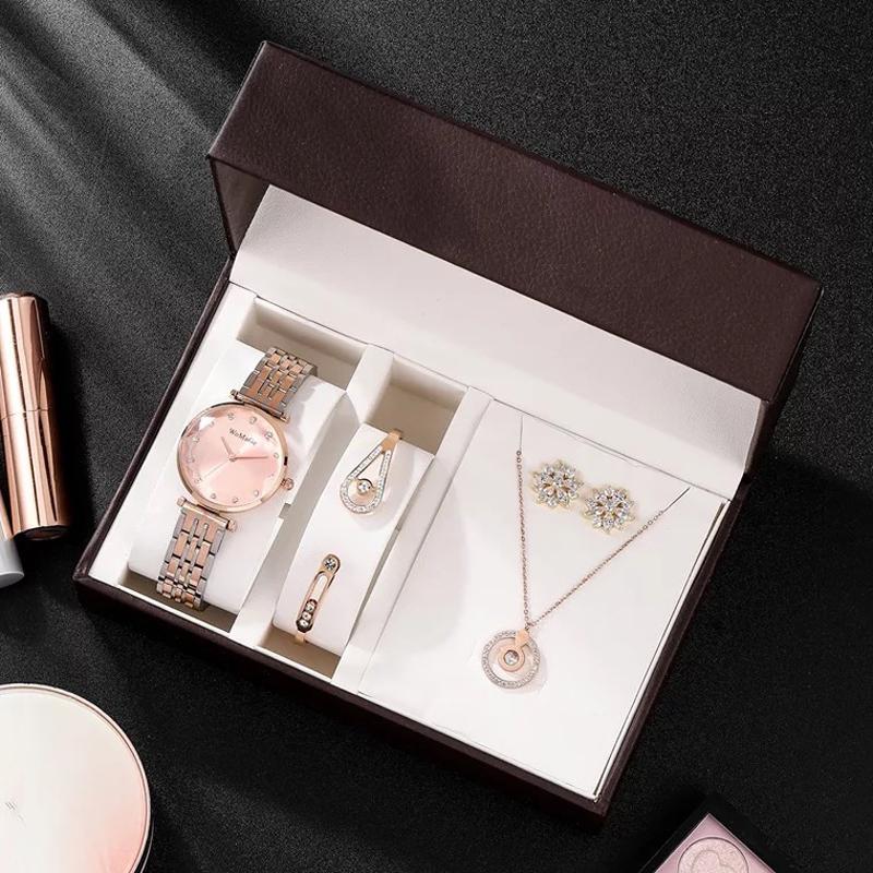 Wristwatches Fashion Women Rose Gold Cutting Glass Mirror Watch Necklace Pendant Bracelet Earrings Combo Sets Jewelry Set Gift For, Rose-black set
Wristwatches Fashion Women Rose Gold Cutting Glass Mirror Watch Necklace Pendant Bracelet Earrings Combo Sets Jewelry Set Gift For, Rose-black set