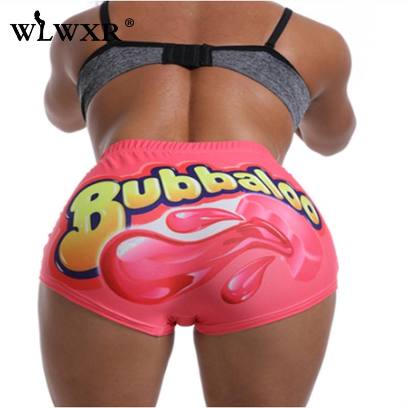 Print Summer Sweat Biker Shorts Women Fitness High Waist Candy Female Sexy Bodycon Gushers Snack Booty 2021 Women's