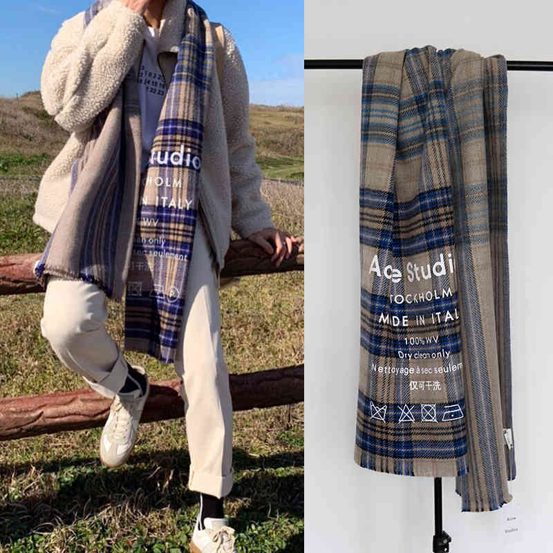 Acne ance Plaid pure cashmere lamb wool shawl scarf dual purpose female winter versatile temperament XYM, Blue;gray
Acne ance Plaid pure cashmere lamb wool shawl scarf dual purpose female winter versatile temperament XYM, Blue;gray