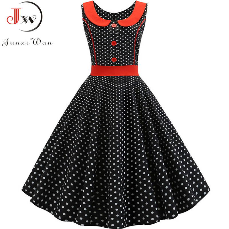 

Black Polka Dot Printed Vintage Dress Women Summer Retro 50s 60s Pin Up Rockabilly Party Dress Robe Vestidos Plus Size, Pettiskirt red