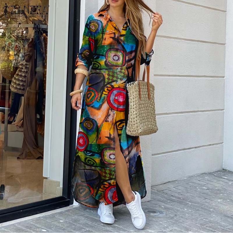 2021elegant women maxi shirt dress casual floral printed robe longue zanzea autumn vintage ladies long sleeve vestidos plus size 5xl, Black;gray
2021elegant women maxi shirt dress casual floral printed robe longue zanzea autumn vintage ladies long sleeve vestidos plus size 5xl, Black;gray