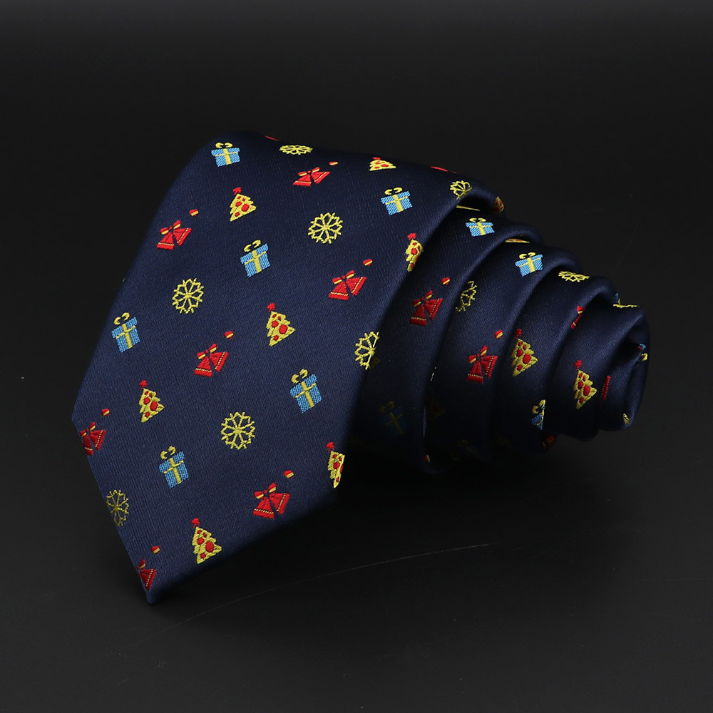 Red Blue Printed Christmas Tie 7cm Novelty Xmas Tree Elk Pattern Ties Santa Claus Snowflake Slim Necktie for Festival Theme Gift