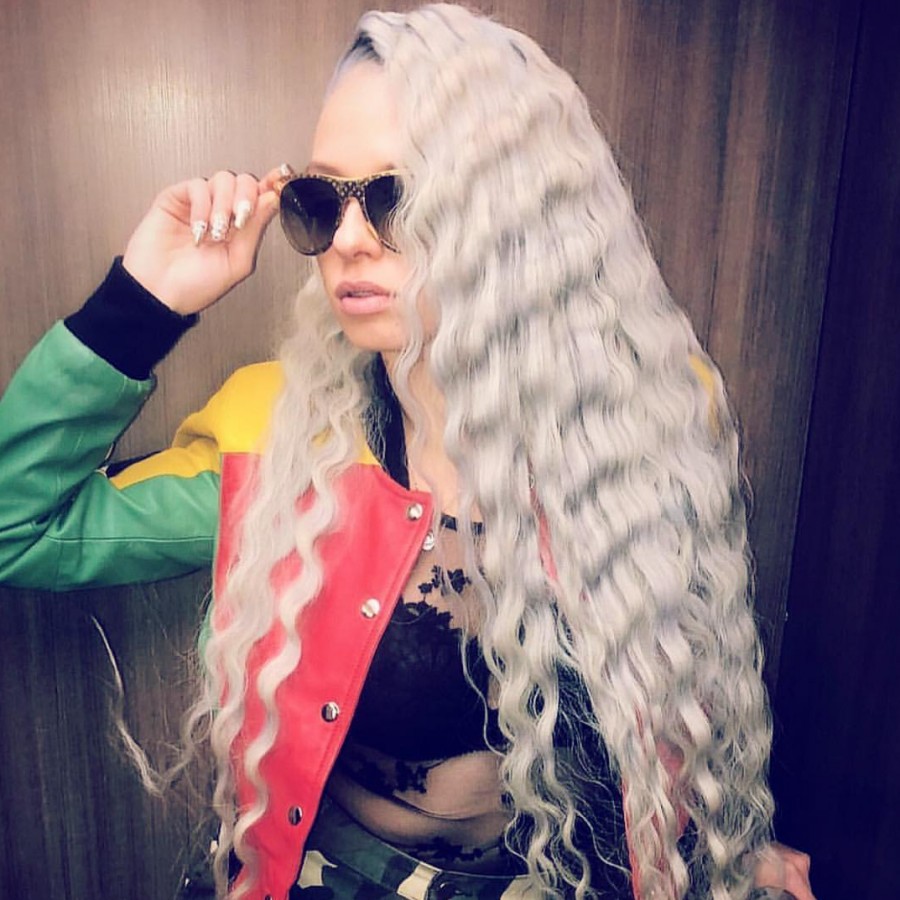 Long Blonde Synthetic Lace Front Wig Grey Colored Pre Plucked Deep Wave Frontal Simulation Human Hair Wigs For Women