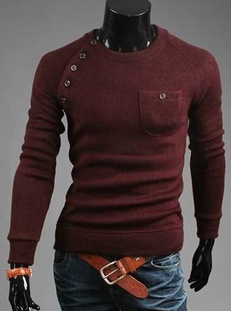 ZOGAA Mens Sweaters Casual O-Neck Pullover Knitwear with Pocket Clothes Autumn Solid Slim Pull Homme Cashmere Thin Sweater Tops 211018