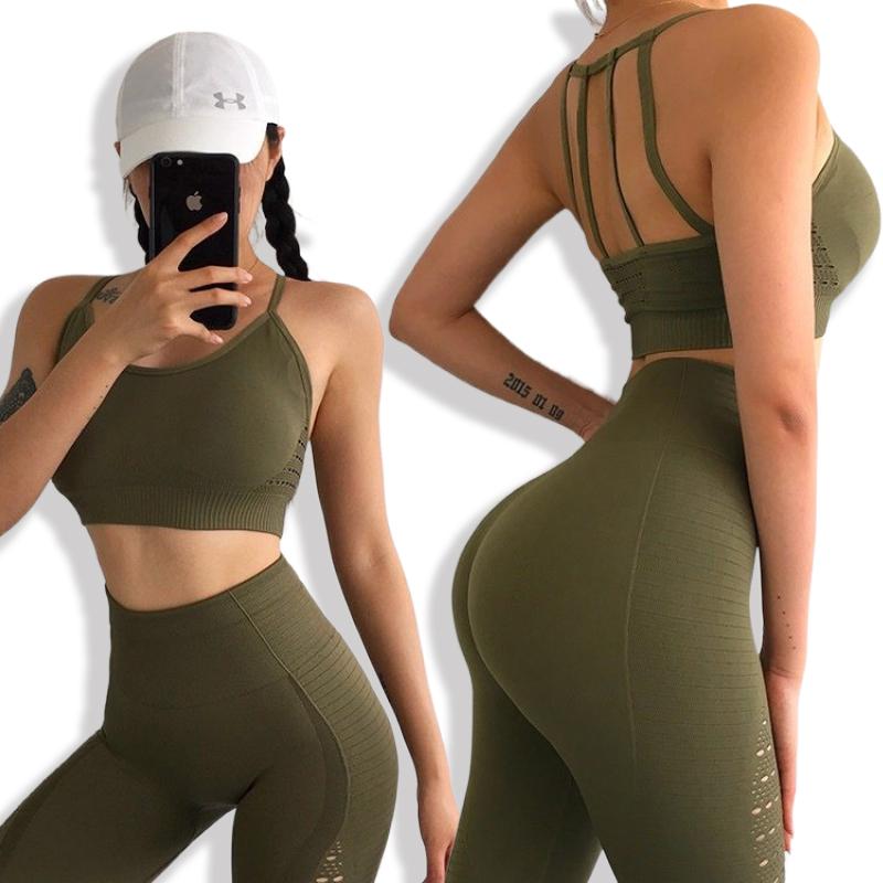 Yoga Outfit 2 Piece Set Sports Bra And Leggings Out Clothes For Women Gym Clothing Athletic High Waist Short Sleeve Fitness
