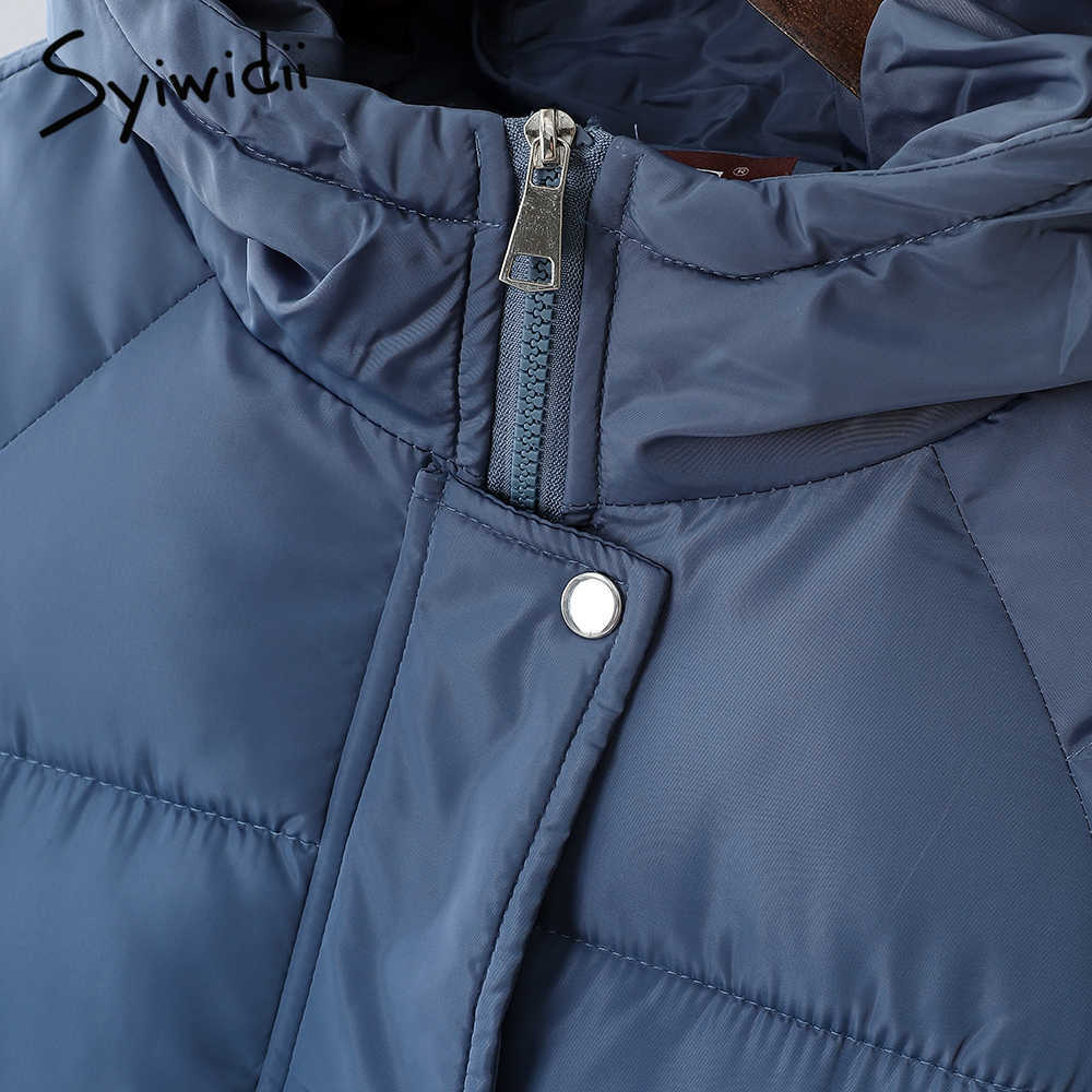 Syiwidii Women's Autumn Jacket Winter Coat with A Hood Korean Fashion Oversized Streetwear Khaki Parka Elegant Outerwear 211013