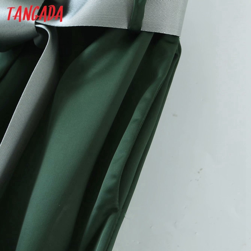 Fashion Women Green Suit Trousers with Slash Pockets Lady Pants Pantalon QD01 210416