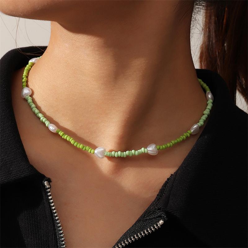 Pendant Necklaces Bohemian Beach Style Creative Imitation Pearl Heart-Shaped Necklace Simple And Cute Candy Color Rice Bead Beaded Female
Pendant Necklaces Bohemian Beach Style Creative Imitation Pearl Heart-Shaped Necklace Simple And Cute Candy Color Rice Bead Beaded Female