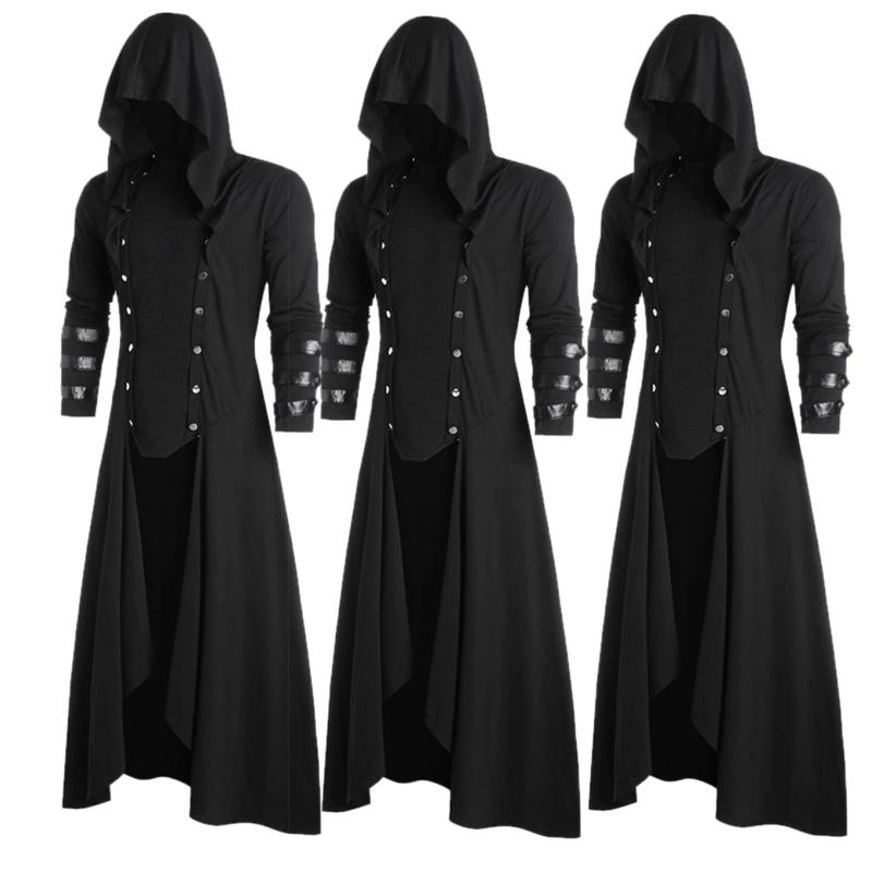 Men' Jackets Mens Jacket Hooded Retro Faux Leather Insert Button Up Low Gothic Hoodie Windbreaker Party Casual Male Coat Outwear #40, Black
Men' Jackets Mens Jacket Hooded Retro Faux Leather Insert Button Up Low Gothic Hoodie Windbreaker Party Casual Male Coat Outwear #40, Black