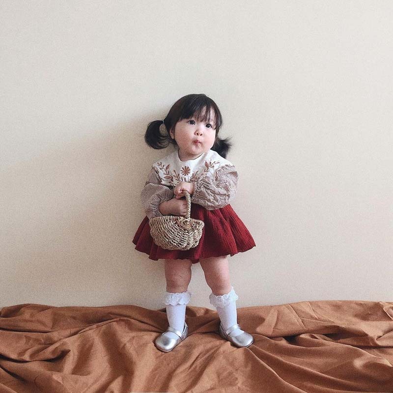 Baby girl clothing suit plaid shirt + skirt cotton two-piece chill sets 2 piece for kids 210515