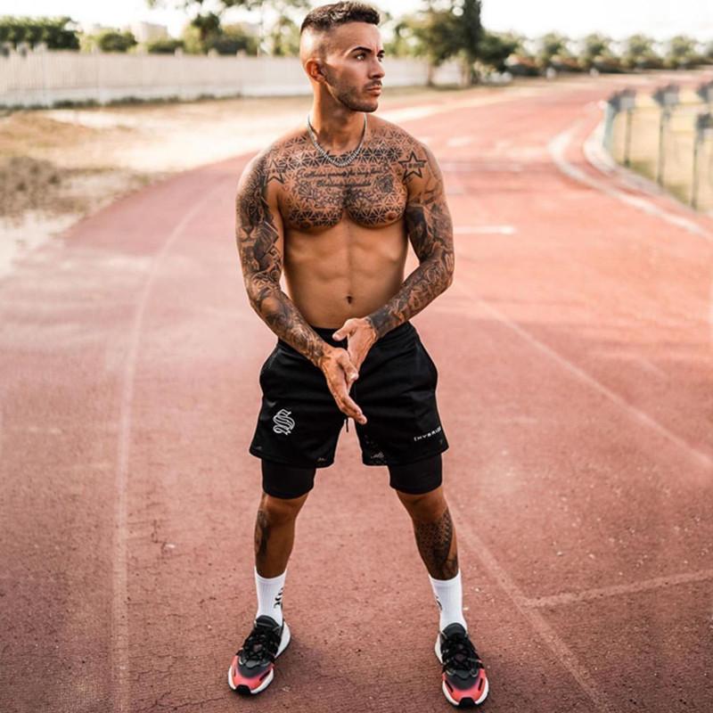 Running Shorts Wew 2 In 1 Men Summer Fitness Training Quick-Drying Mesh Breathable Compression Jogging Exercise