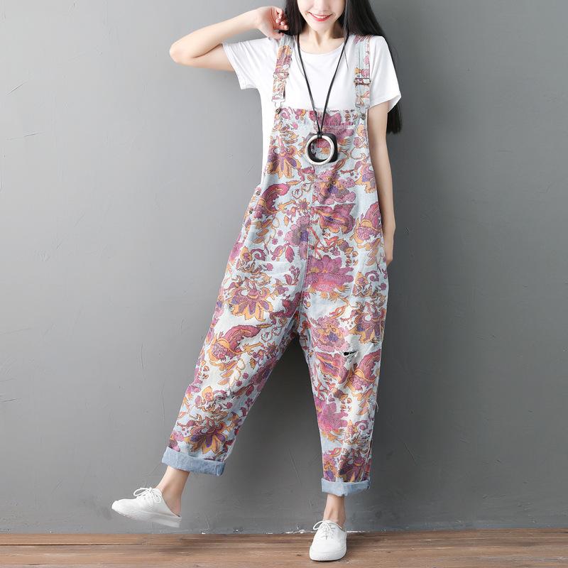 Women's Jumpsuits & Rompers Sweet Vintage Washed Romper Plus Size Loose Low Crotch Women Jumpsuit Printed Wide Leg Harem Pants Elegant Fresh, As pic
Women's Jumpsuits & Rompers Sweet Vintage Washed Romper Plus Size Loose Low Crotch Women Jumpsuit Printed Wide Leg Harem Pants Elegant Fresh, As pic